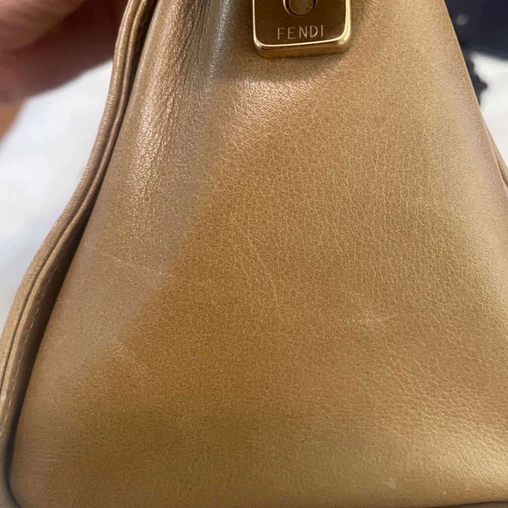 Fendi Tan/Brown Leather 2 Way Purse w/Strap,AUTHENTIC - Picture 9 of 16